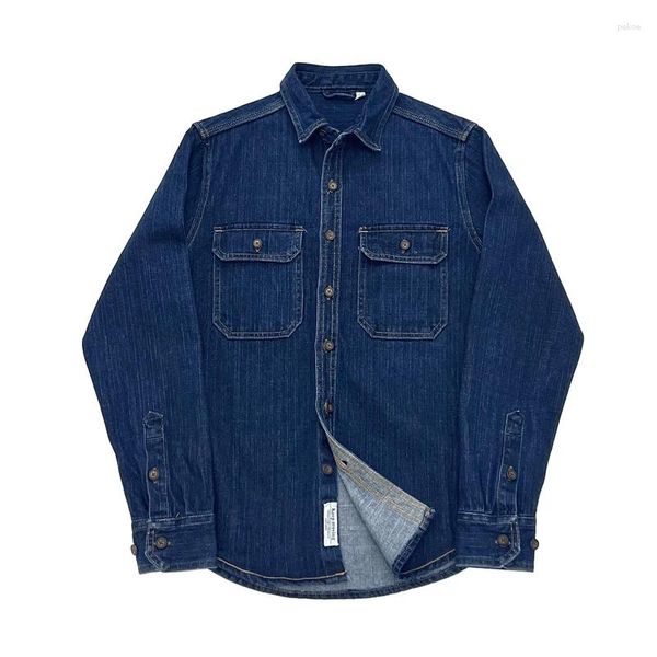 Herren lässige Hemden Retro Schwergewichtige Baumwolle Denim gewaschen harte Jungs Jeans Blusen amerikanische Vintage Cargo Workwear Tops Mäntel