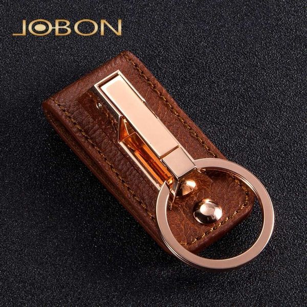 Jobon Massen Großhandel hochwertige Zinklegierung Metal Fashion Key Chain Style Lederring mit Geschenkbox