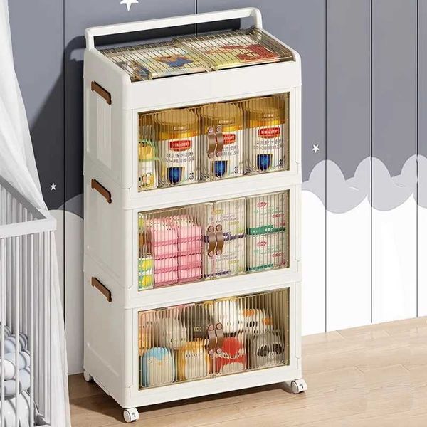 Baschette da stoccaggio bidoni moderni Organizzatore di abbigliamento semplice moderno Multi strati Visual Box Polding Doppi Porta Porta Doppia Porta Q240506