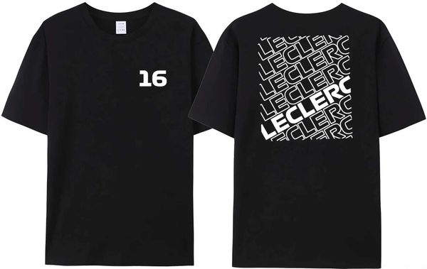 Herren-T-Shirts 2024 Herren Rennen 16 T-Shirt F-1 Charles Leclerc Letters Harajuku Print Racing Fan Womens Casual Clothing Top T240506