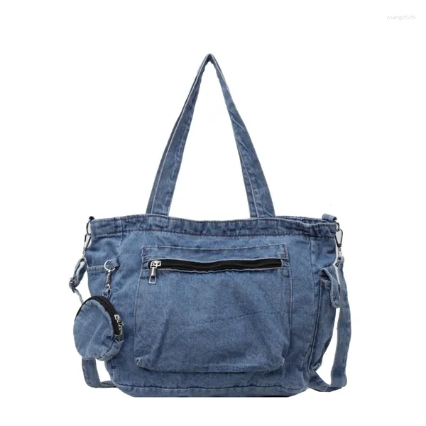 Bolsas de ombro azul jeans clássico para mulheres de grande capacidade Totas casuais casuais pano pastoral pano feminino bolsas femininas