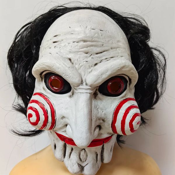 Masches Halloween COSTUME COSTRUTTO LATURO HORRORE SAW MASSH FILM HORROR The Jigsaw Full Head Mask Fancy Dress Party Accessori per feste