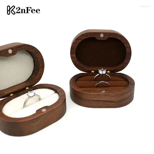 Bolsas de joalheria 1pcs Rustic Wedding Ring Box Hotor Wood Wood Custom Valentine Engagement Anniversary para cerimônia