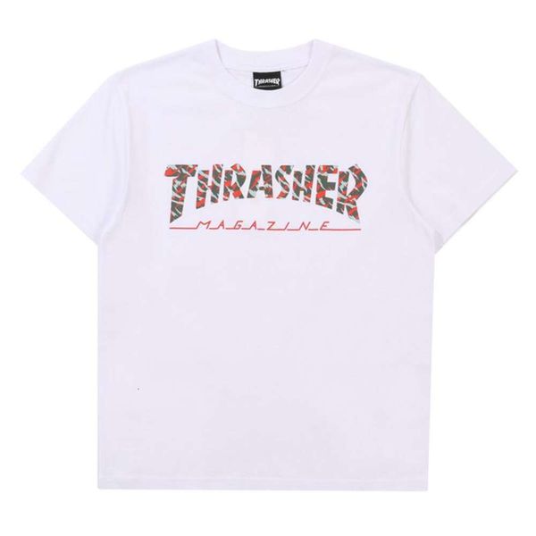 Thrasher T-Shirt Tasarımcı Tee Lüks Moda Erkek Tshirts Camo Çit ve Kadın Leisure Gevşek Çok yönlü trend Kısa Kollu
