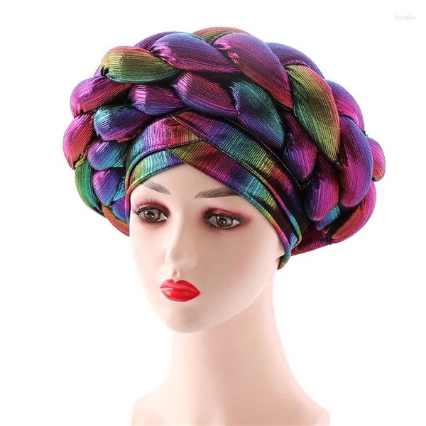 Roupas étnicas exageradas com as tampas de turbante femininas já fizeram o casamento Africano AutoGele Cabeça Hadtie Muslim Headscarf Bonnet feminino