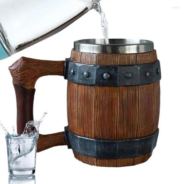 Tazze da 600 ml viking in legno in legno Simulazione di tazza simulazione di whisky whisky tazza di barra isolata in metallo bevuta da caffè regalo di compleanno del caffè