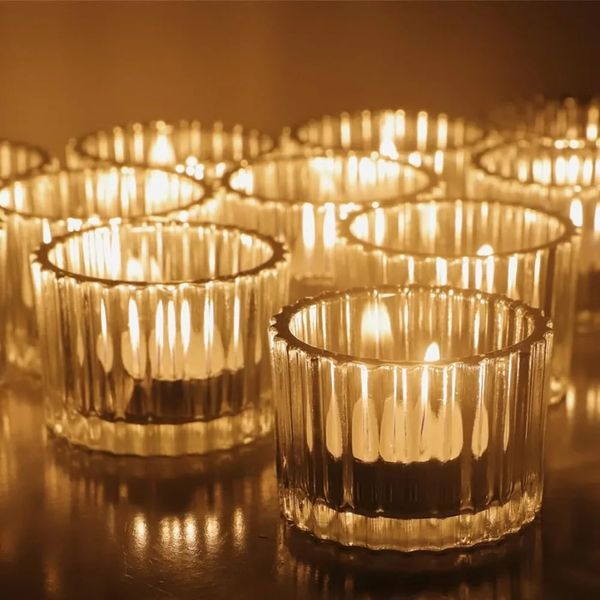 Candele di compleanno e accessori per bambini in vetro Luci da tè in vetro Porta di candele per decorazioni per le forniture per feste 240506