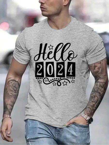 T-shirt maschile Hello 2024 MENS MANNI T-SHIRTS FUNALE FELICE NUOVO 2024 Graphic Hip Hop Women Tshirts Strtwear ULZANG HARAJUKU T-Shirt T240506