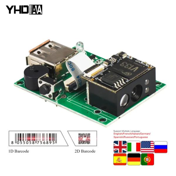 Scanners QR Código Scanner Raspberry Pi Kiosk Module Scanner Módulo 2D Código QR Módulo de leitor TTL/RS232/USB Leitor de código de barras