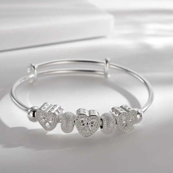 Pulseira 925 Pulseira de prata esterlina em forma de coração Adequado para mulheres casamentos festas de joias entusiastas de jóias designers de presentes de férias charme q240506