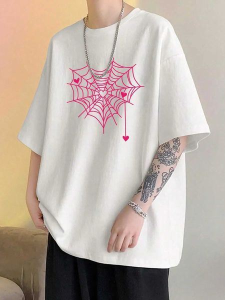Camisetas masculinas amam aranha web impressão gráfica engraçada tshirts homens moda algodão camisetas de verão roupas respiráveis de tamanho grande strt h240506