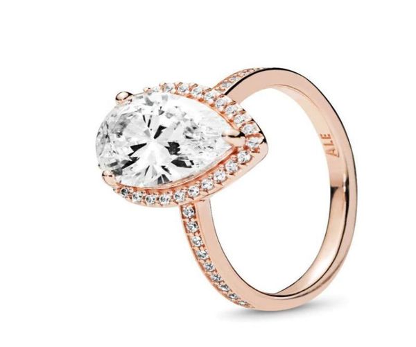 18K Roségold Tear Drop CZ Diamond Ring mit Originalbox -Anpassung 925 Silber Eheringe Set Engagement für Frauen Schmuck 9632288