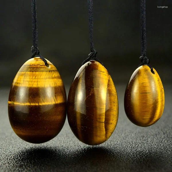 Dekorative Figuren Großhandelspreis 3pcs Unterschiedliche Größen Natural Tiger Eye Steinsteinkristallei -Set Heilung Eier für Frauen Körpergesundheit