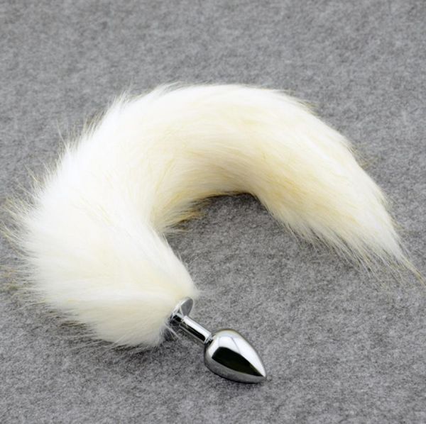 Erotic White Fox Tail Metal Anal Plug Plug Faux Butt Plug RolePlay RolePlay CAT Tail Cosplay Produtos de sexo Toys Sex for Woman 0703181810