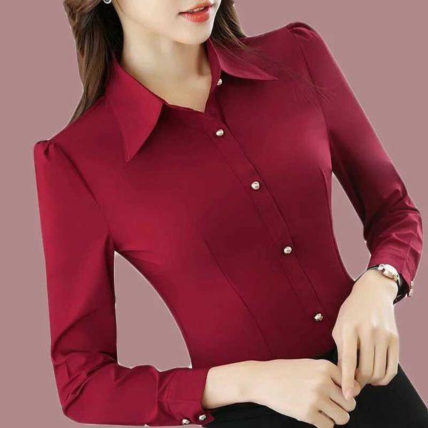 Blusas femininas camisas coreanas SYLE SYLE LONGO LISTA MULHERM SUMPLEM 2024 ELEGANT SLIM GOURSUMESS 4X 5XL Office Lady White Shirt Top Blusa formal D240507