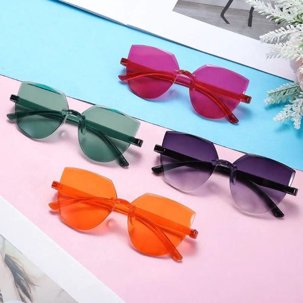 Sonnenbrille Accessoires Transparent Party bevorzugt Süßigkeiten Farbe für Frauen Randless Cat Eyewear
