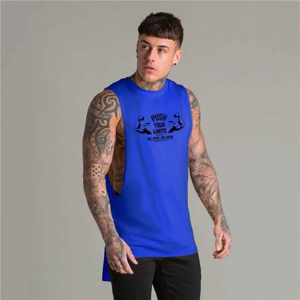 Herren -Tanktops erweitern Cut off Gymnastik Fitness Sport Vest Mens Bodybuilding Tanktops Fashion Hip Hop Workout Open Side Slveless Baumwoll -T -Shirts Y240507