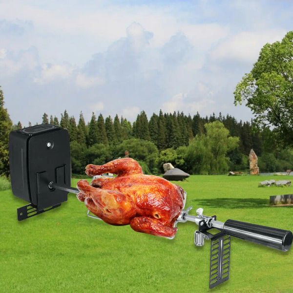 Aksesuarlar Paslanmaz Çelik Rotisserie Kiti Elektrikli Motorlu, Ağır Dereceli Komple Grill Rotisserie Kiti Barbekü Tükürük Çubuk Et Çatalları Barbeküler İçin