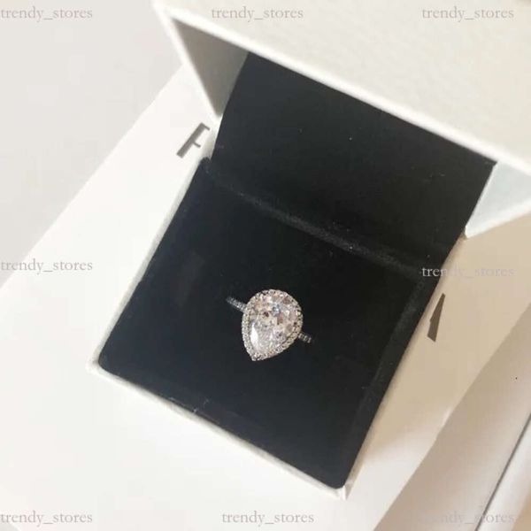 Lágrima Drop CZ Diamond Ring Designer Pandorabracelet 925 Anéis de prata esterlina Conjunto para mulheres Anel de casamento de jóias para mulheres para mulheres 659