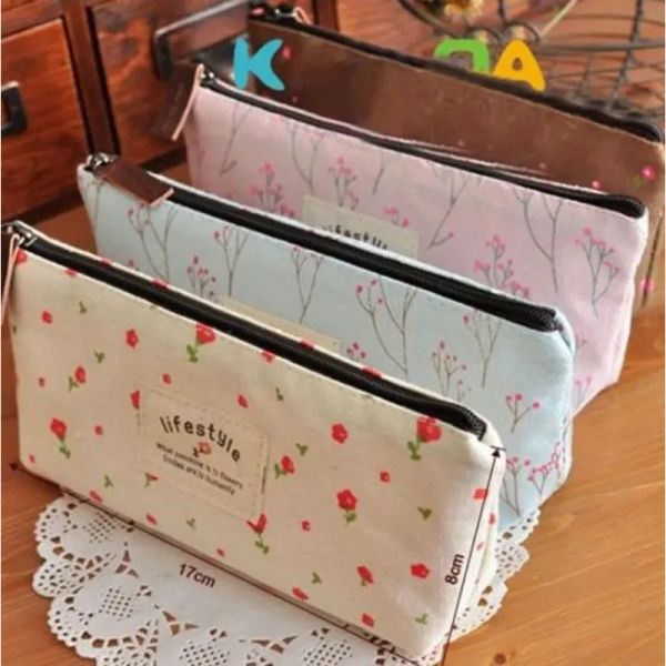 Клуки горячие канцелярские товары Canvas Cosmetic Bag Women Travel Travel Travel Makeup Makeup Bag Supper Muckper Sypper Pen Pencil Case