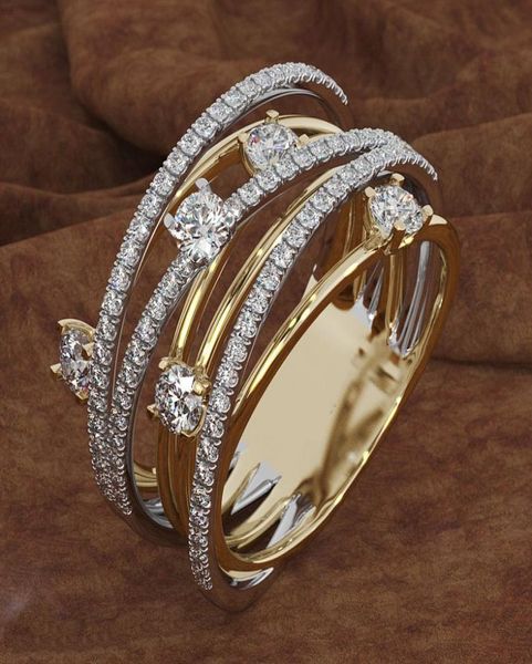 A Fashion Express vende novos anéis de microzircon de diamante flash com anéis de dedos de cola cruzada de mulheres criativas européias e americanas3706937