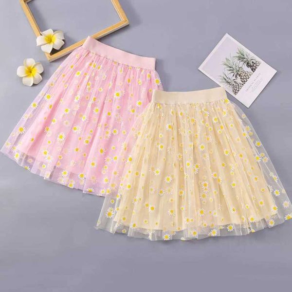 Tutu Kleid Sommermädchen Blumen Blumen -Tutu -Röcke für Kinder Kinderkleidung Kleidung Mesh Plissee Prinzessin Tüll Büstenrock 4 6 8 10 11 12 Jahre D240507