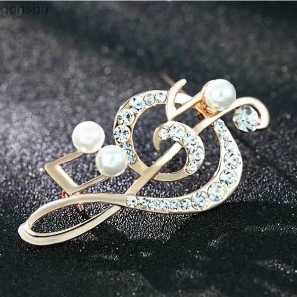 Pins Broschen Mode Crystal Brooks Strasshaut Musiknoten Brook Pin Trend Imitation Perle Brooks Damen Hochzeit Pin Geschenkparty Wx