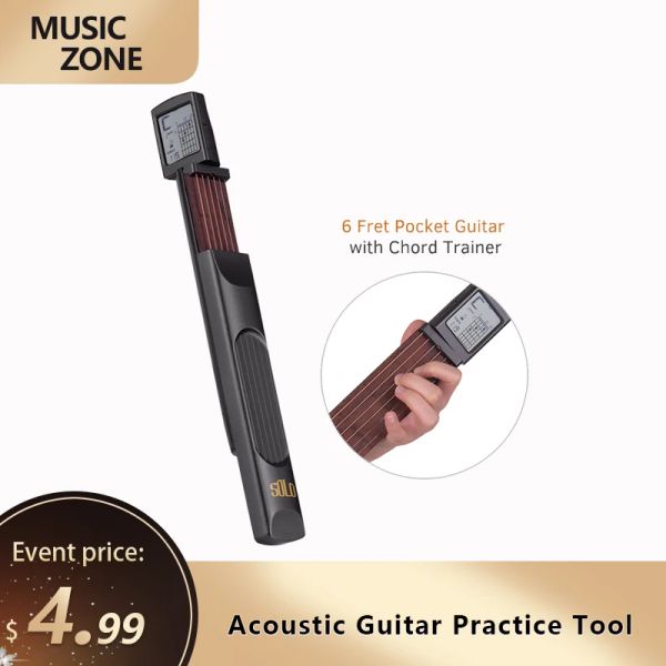 Accessori Portable 6tone Pocket Guitar Cordor Trainer Strumento di pratica può ruotare Diagramma degli accordi Schermale Guitar Ding Finger per principianti