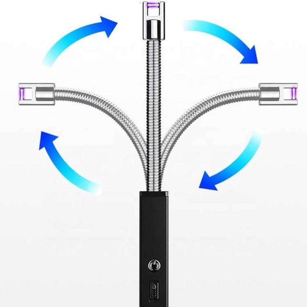 En yeni ucuz metal rotasyon elektrikli usb rüzgar geçirmez çakmak çakmakları mum barbekü ve gaz doldurulmamış soba için