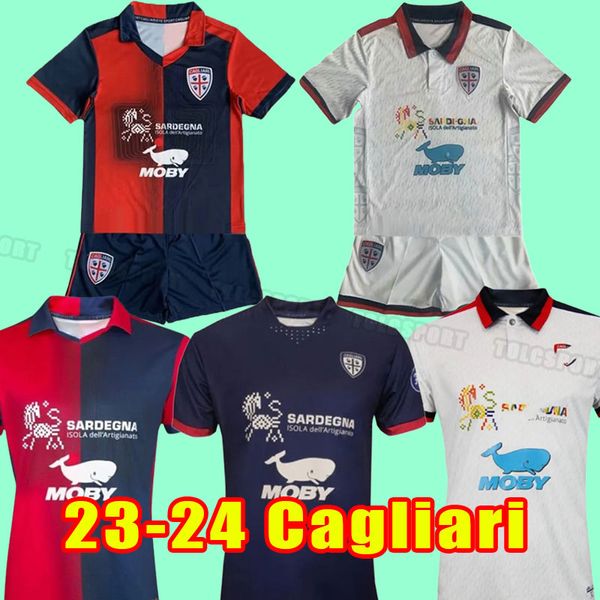 2023 2024 Maglie da calcio Cagliari Pavoletti Lapadula Viola Luvumbo Nandez Obert Makoumbou Rog 23 24 Sant Efisio Football Shirts Away Kids Full Kits