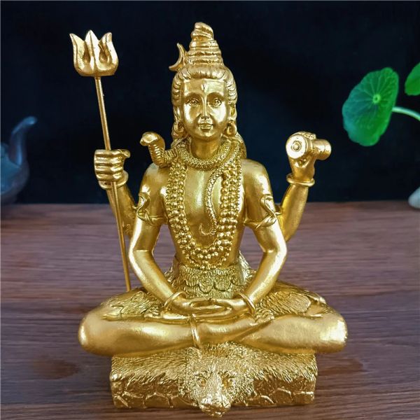 Esculturas Golden Shiva estátua Hindu Ganesha Vishnu Buda Sculpture Room de Escultura Escritório Decoração da Casa Índia God Feng Shui Crafts