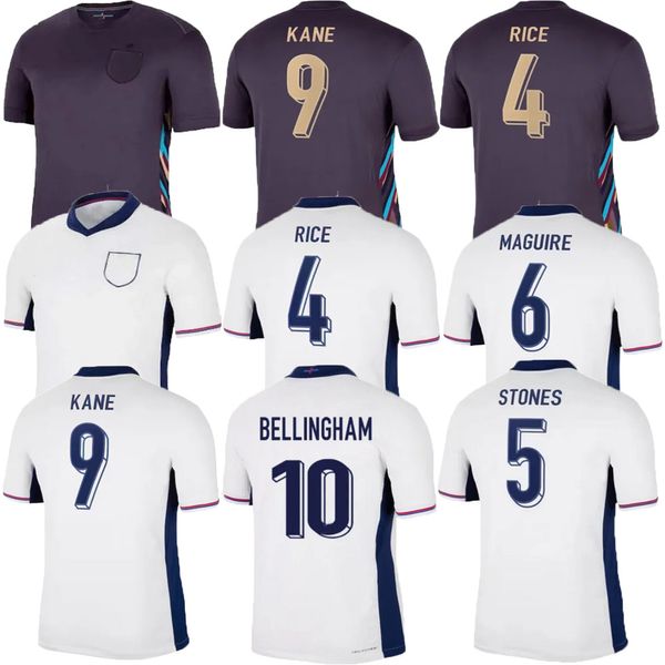 2024 Inglaterra Bellingham Soccer Jerseys 2024 2025 Seleção nacional Toone Camisa de futebol cinza branco Kane Bright Sterling Rashford Sancho Grealish Men Shirt Uniforme