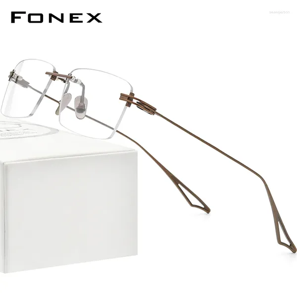 Солнцезащитные очки рамки Fonex Titanium Eyeglass Рамки мужчина без оправы квадратные очки 2024 Act-Fix Act-Fix