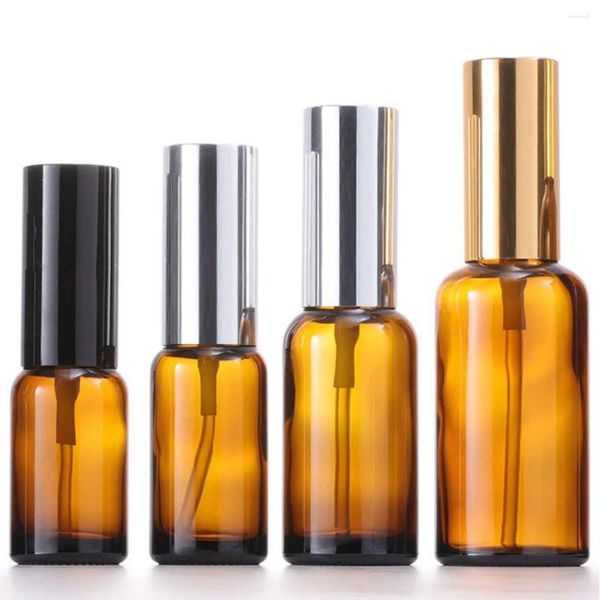 Garrafas de armazenamento 10pcs 30ml 50ml 100ml de óleo essencial garrafa de spray âmbar fino perfume atomizador de vidro recarregável shampoo vazio