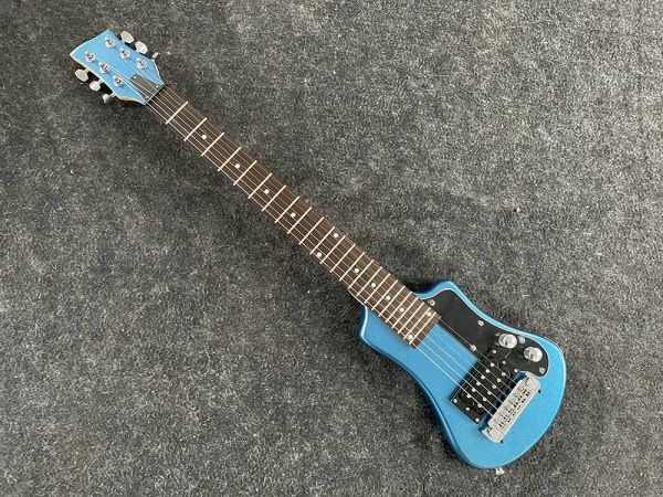 Shop Custom Guitar, Mini Electric Guitar Travel Guitar da 34 pollici di Basswood Body 6 Strings High Gloss Metal Blue Free Shipping