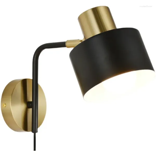Lâmpada de parede lâmpada nórdica leitura de luxo led plug switch bedrowside home decoração vida