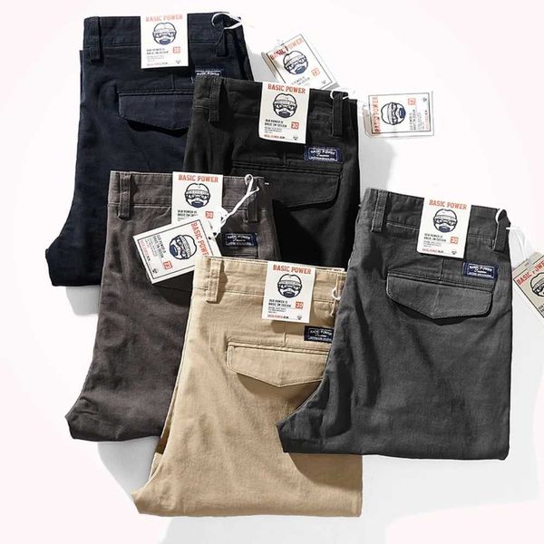 Мужские джинсы весны Новые американские ретро тяжеловесные тканые брюки с эластичными твильными брюками для мужского чистого хлопка мыть