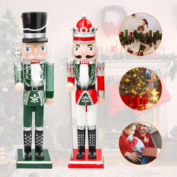 Miniaturas 38 cm de Natal soldado King King Wooden Doll Painted Figurine Puppet Doll Ornament Toy Toy Ano Novo Gift Decoration