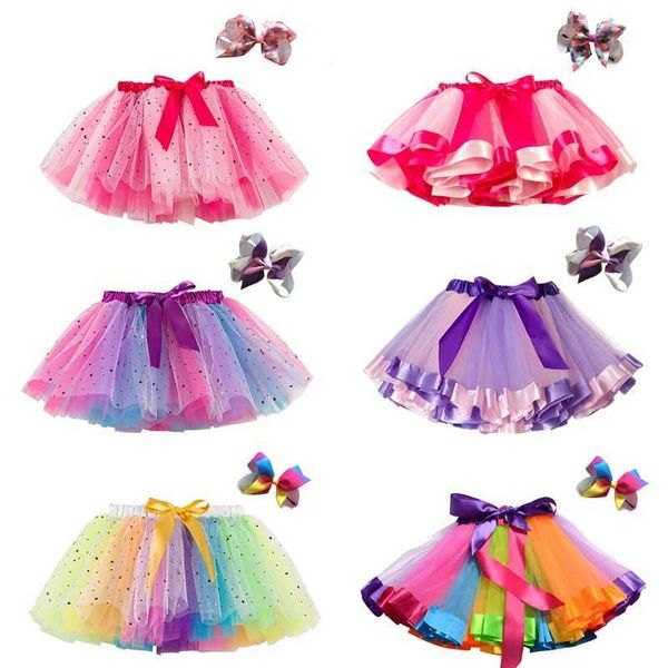 Tutu Dress 2024 Tutu Salia Tutu Meninas Roupas de meninas 12m-8y Mini colorido pettiskirt infantil dança da festa de arco-íris Saias de criança