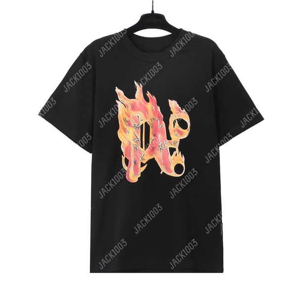 Palm Pa Harajuku 24SSs Summer Letter Flame Printing Logo T Shirt Freund Geschenk Lose übergroßer Hip Hop Unisex Kurzarm Liebhaber Stil Tees Angels 2277 Jeg