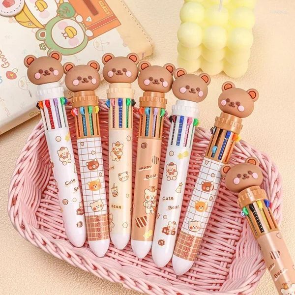 Colori Kawaii Orso Cartoon silicone Penne di cartoleria per uffici a penna a penna a pallone.