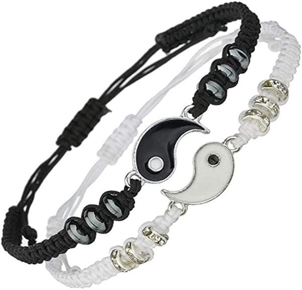 12Sets Yinyang Taiji Pulseira ajustável Cadeia de link preto correspondente Tradicional Handicrafts de tecelagem chinesa Adequada para Coup5494278