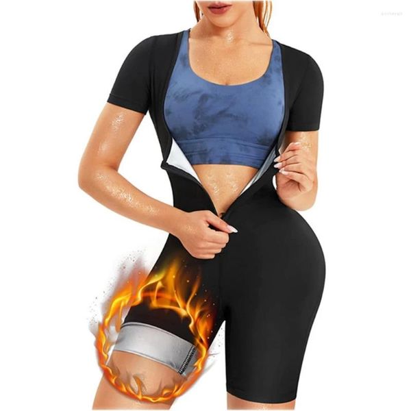 Spor giyim kadın sauna takım elbise ter gömlek zayıflama termo shapewear fitness tam vücut şekillendirici bel eğitmeni legging düzeltici korse