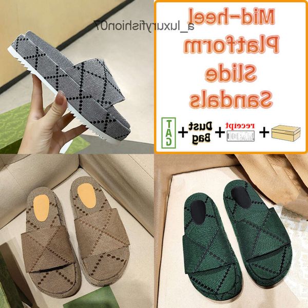 Plattform mit mittlerer Überhöhle Pantoffeln Frauen Sommer Beach Sandalen Maus gedruckte Leinwand Xad Grüne Beige Blue Camel Ebony Men Slides Og Schuhe mit Box Ggitys 7c5e