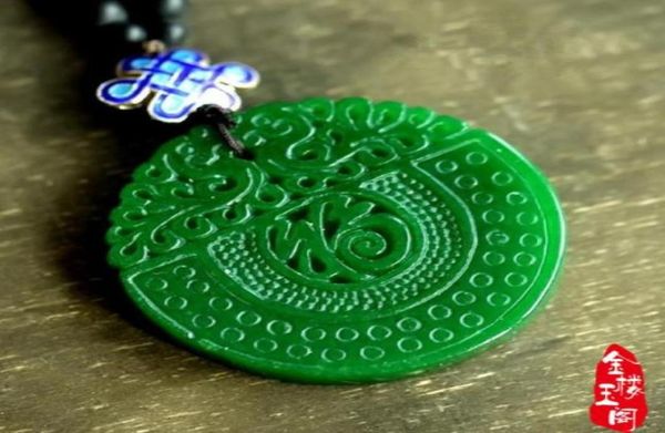 Otantik Kolye Kolye Kuru Yeşil Demir Dragon Sağlık Emerald Fu Shou Jade Card Green Jade Kolyesi77264298844073