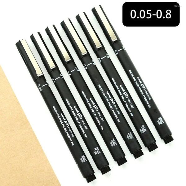 6pcs/lot pim çizim kalemi ultra ince çizgi sanat markeri 005 01 02 03 05 08 mikron pürüzsüz siyah mürekkep fineliner ofis okul seti