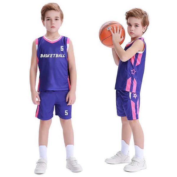 Jerseys Boys billige Basketball Uniform Set Custom hochwertiges Kinder Basketball -Hemd atmungsaktives Basketball -Trikot für LDREN H240508