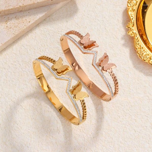 Bangle Frost Crystal Butterfly Браслеты Bangles for Women Girl Shine Циркония камень модные ювелирные украшения аксессуары для вечеринок