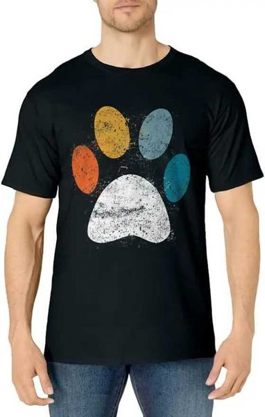Camisetas masculinas camisa retrô de cachorro pata de cachorro pata de cachorro pata de cachorro pata de cachorro pata de cachorro fofo harajuku tee imprimida mensal regular topl2405