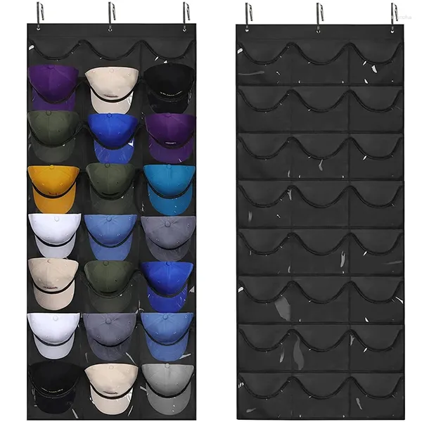 Sacchetti di stoccaggio borse da baseball berretto organizzatore di tappi visibili rastrellini 24 tasche profonde cappello per gioielli con ganci a portata